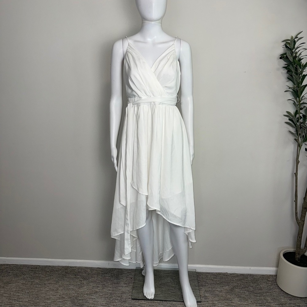 Lulus White High Low Surplice Sleeveless Dress XL Wedding Graduation‎ Bridal